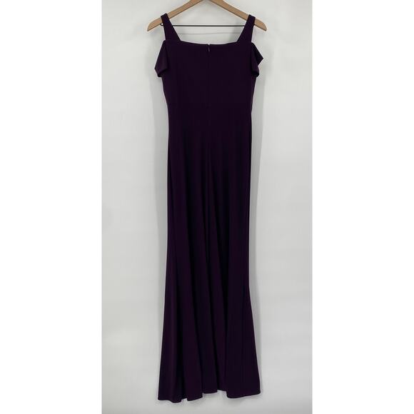 Nightway Maxi Gown V Neck Cold Shoulder Keyhole Neckline A line Purple Womens 8 - Picture 5 of 7
